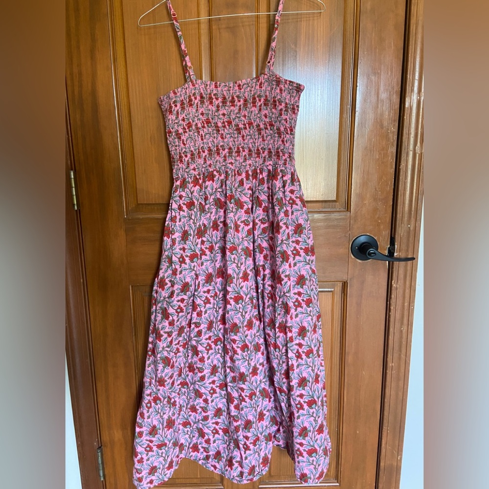 Floral Pink and Red Maxi Dress with adjustable spaghetti straps